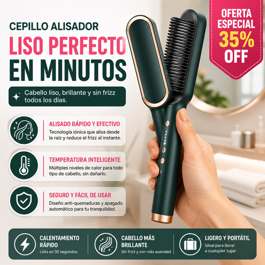 CEPILLO ALISADOR ELÉCTRICO - Cabello impecable en minutos, sin complicar tu rutina.