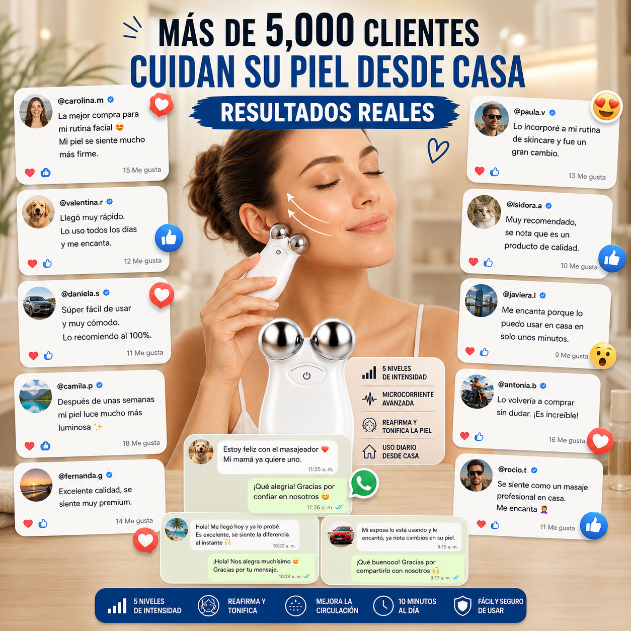 MASAJEADOR MICROCORRIENTE 5 VELOCIDADES