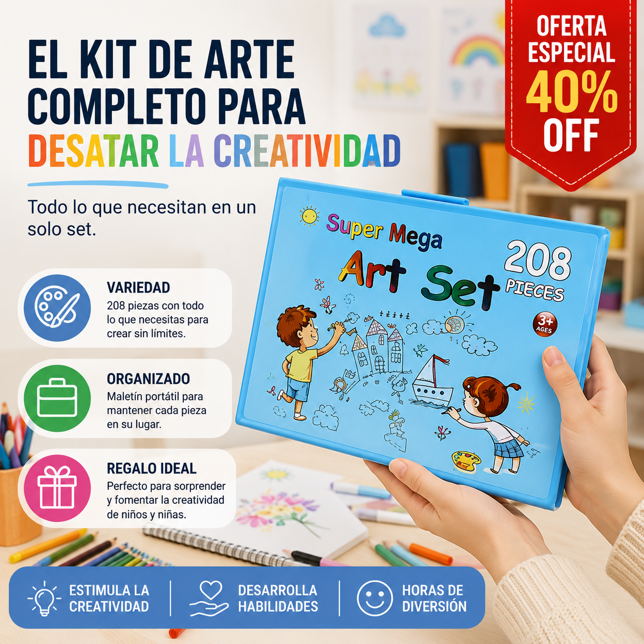 MALETÍN ART SET 208 PIEZAS  -  Menos Pantallas. Más Imaginación.