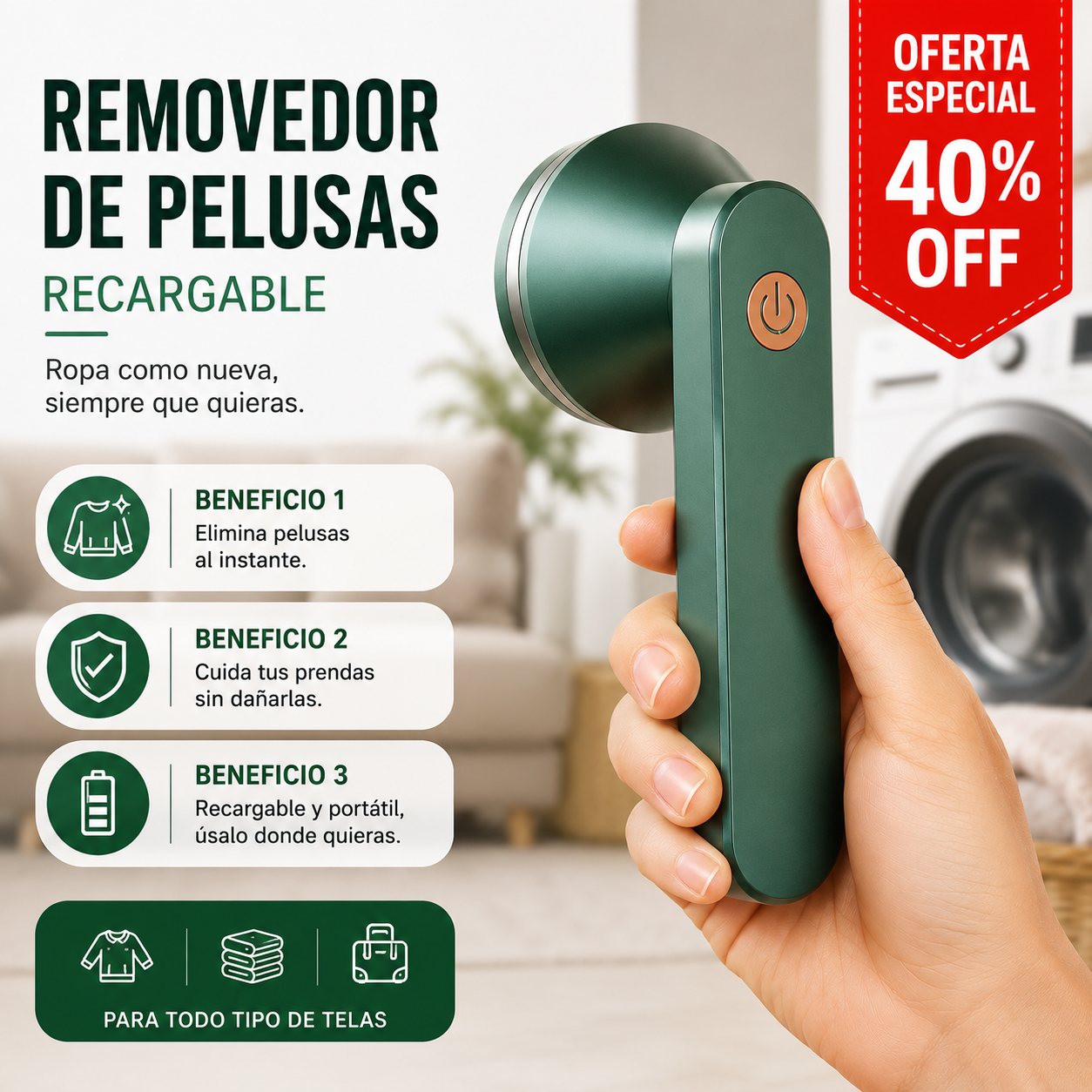 QUITAPELUSAS ELÉCTRICO RECARGABLE - Deja tu ropa como nueva