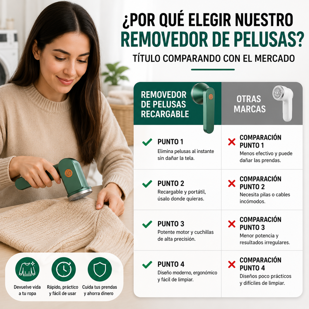 QUITAPELUSAS ELÉCTRICO RECARGABLE - Deja tu ropa como nueva